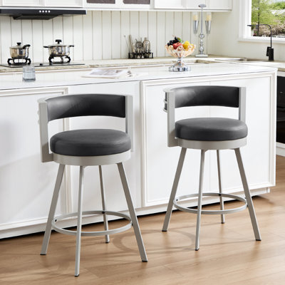 Tabouret de comptoir pivotant en cuir 26,6 po Ayala Rowan