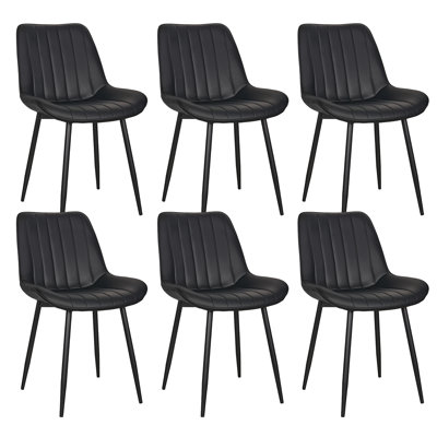 Ensemble de chaises de salle à manger rembourrées 6 pièces, chaises de cuisine et de salle à manger modernes en similicuir avec pieds en métal et dossier haut ergonomique, chaises d'appoint contemporaines pour la salle à manger