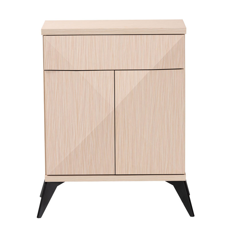 Light Brown and Black Wood 2-Door Mid-Century Sideboard Buffet
