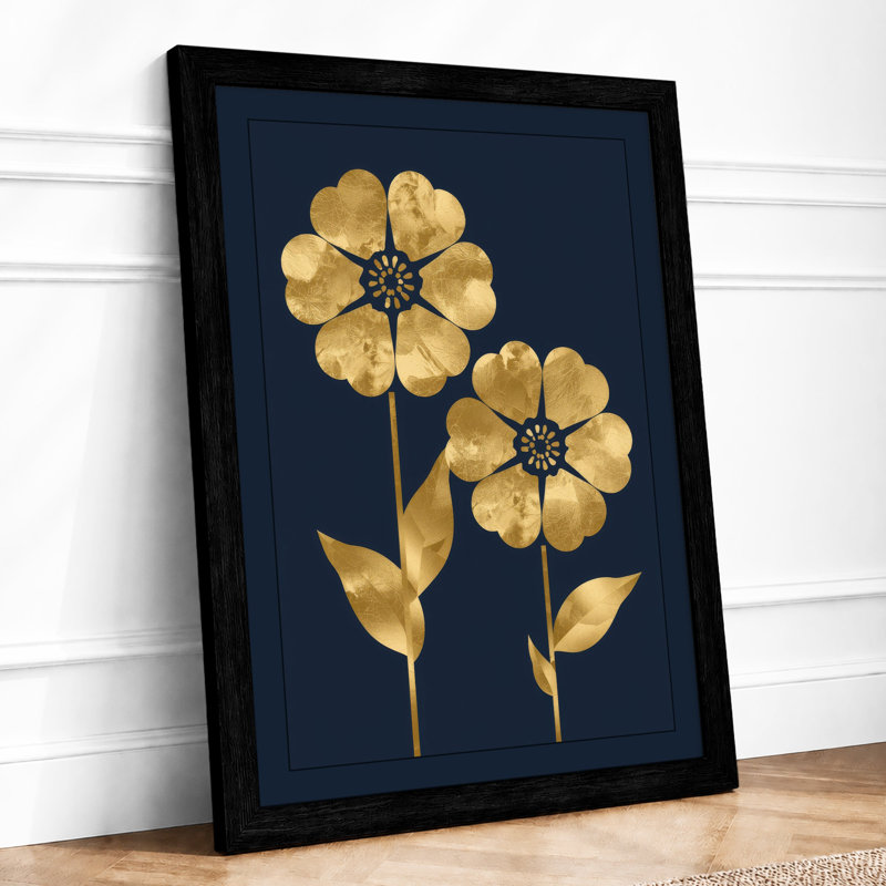 Golden Blooms Botanical - Framed Print, A1 - 84.1 x 59.4 cm, Black
