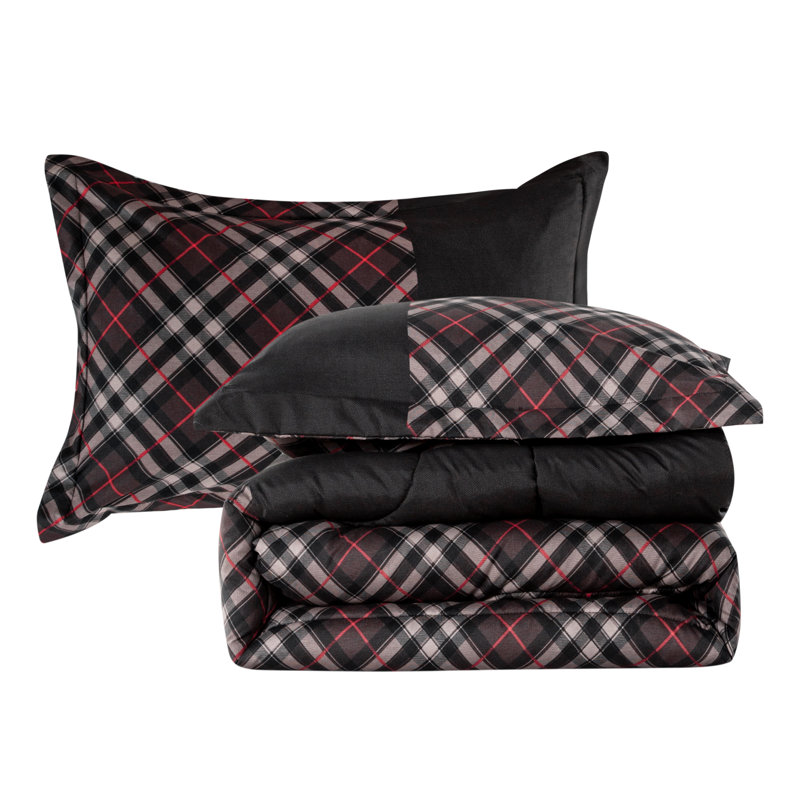Twin Black and Red Microfiber Down Alternative Comforter Set