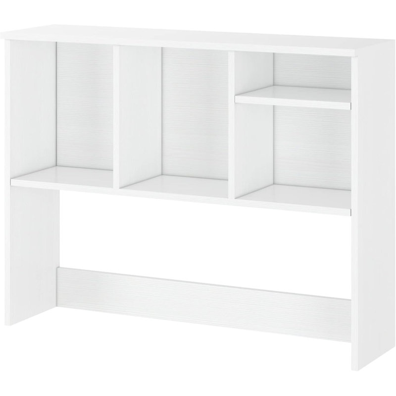 Ebern Designs Desk Bookshelf, Office Desktop Storage Rack Wood Display Shelf, Ivory White