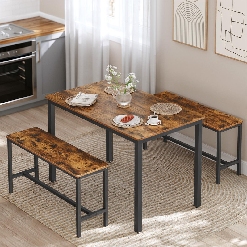Franko 4 - Person Dining Set, Rustic Brown/Black