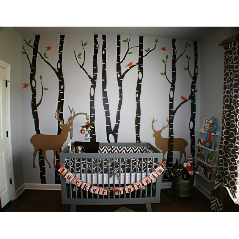 Adhésif décoratif forêt de bouleaux Ahoskie, 108 po, Brun / brun clair