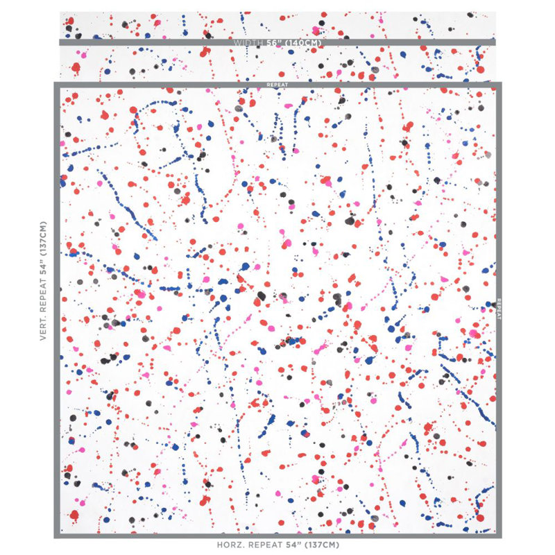 Papier peint Schumacher x Porter, Rouge/bleu