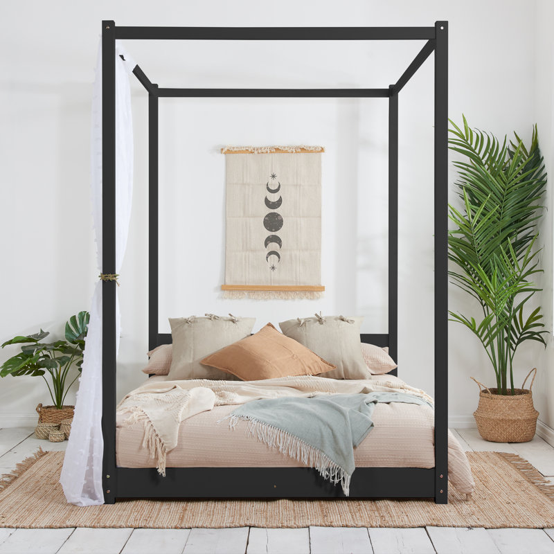 Four Poster Bed, Black, Kingsize (5')
