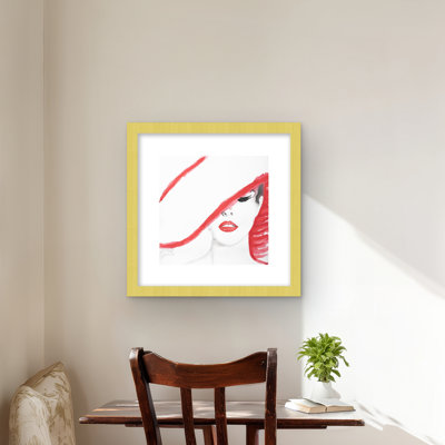 Woman with a Summer Hat - Framed Matted Print for Home Decor