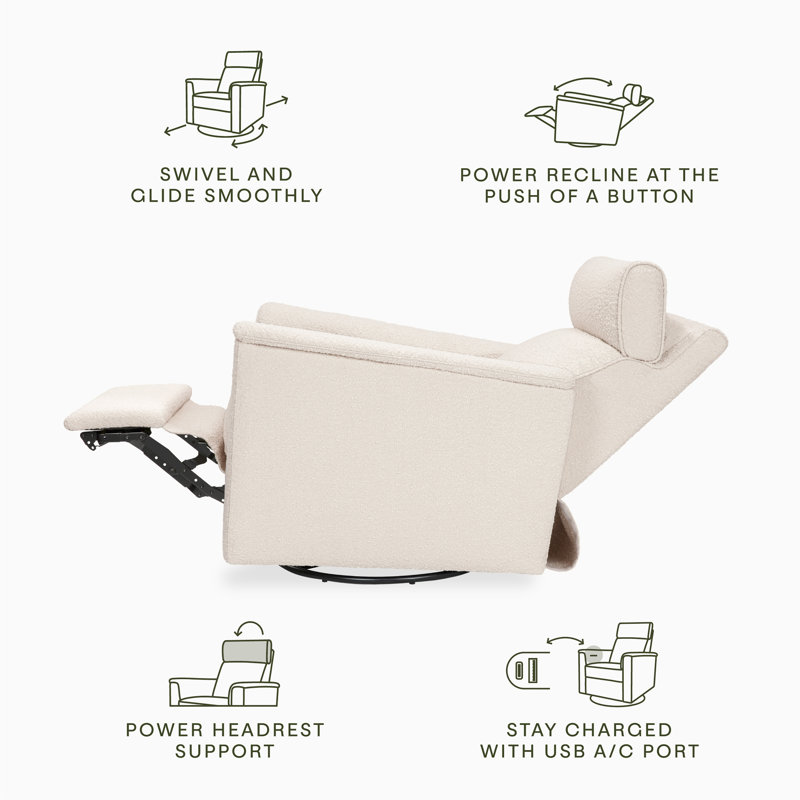 Willa Plus Power Glider Recliner w/ Power Headrest, Performance Ivory Boucle