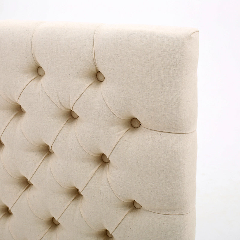 Bed Frame With Headboard, Beige, Queen