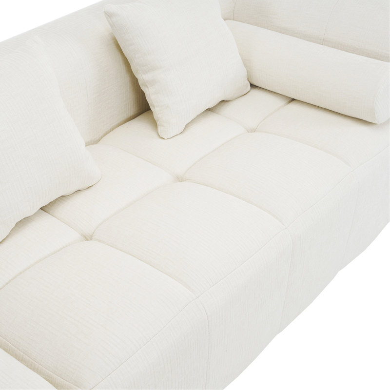 Versatile Modular Sofa With Side Pockets And Plush Pillows For Living Room, Beige Chenille