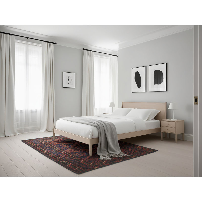 Tapis traditionnel brun / bleu, Rectangle 5 pi x 7 pi