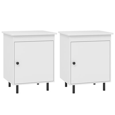 Nightstand Mid Century Modern End Table w/Door Heavy-Duty Metal Legs for Bedroom
