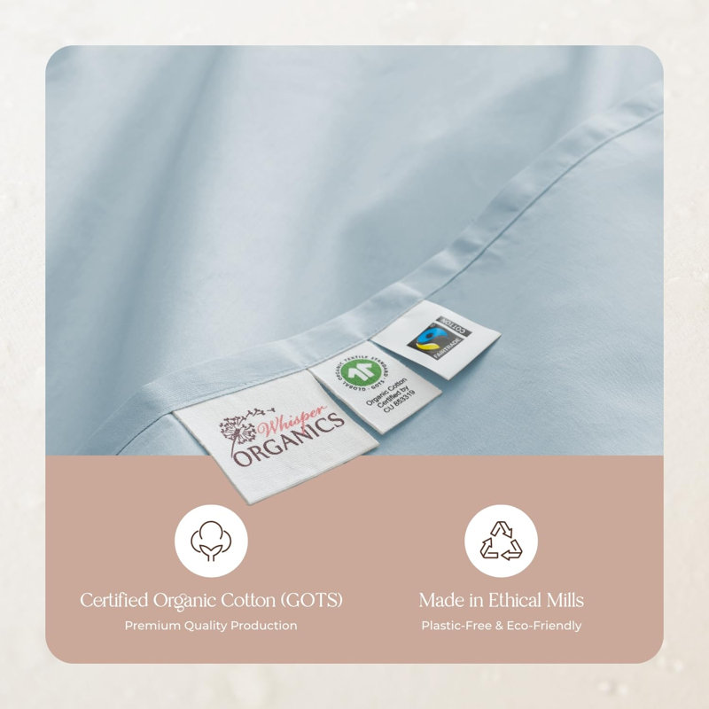 Drap-housse très grand californien Whisper Organic, Poudre, Drap-housse de taille très grand californien