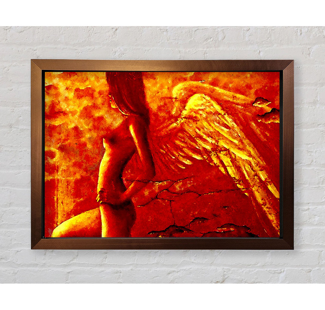 Orange Angel Wings Gerahmter Druck