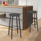 Round Kitchen Backless Bar Stool With Footrest