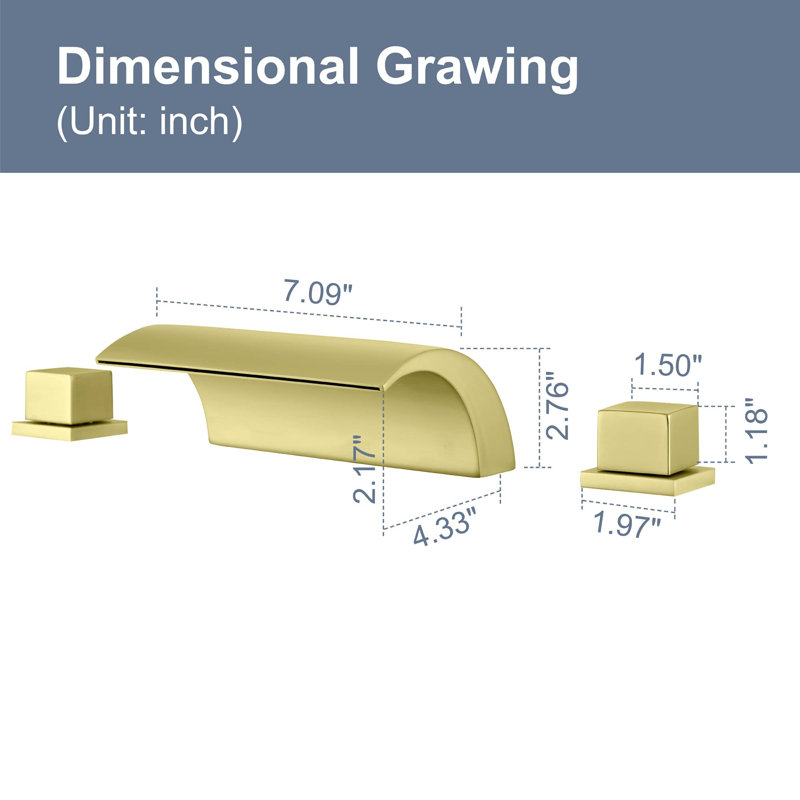 Widespread 2-handle Bathroom Faucet, Brushed Gold