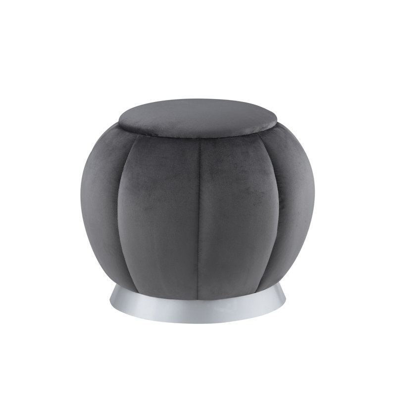 Lakicha 20" Round Ottoman, Grey Velvet