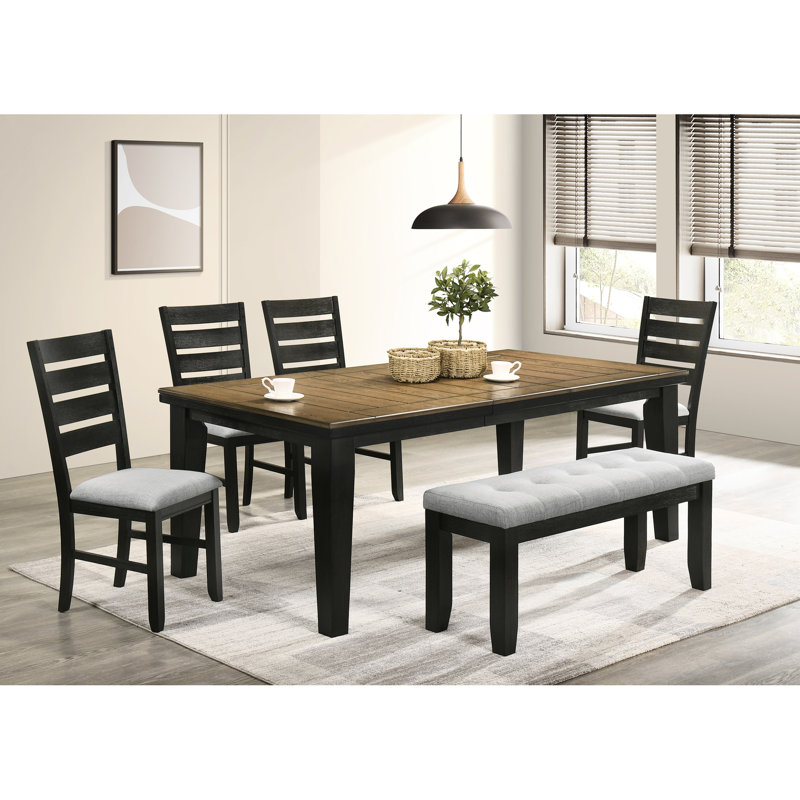 Contemporary Bench With Gray Linen-Like Upholstery And Tapered Wood Legs Rectangular Legs, Furniture Piece, Gray, Black