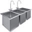 Évier de cuisine commercial à trois cuves en acier inoxydable de 40,6 cm (16 po) de longueur, 40,6 cm (16 po) de largeur x 50,8 cm (20 po) de profondeur x 30,5 cm (12 po) de longueur
