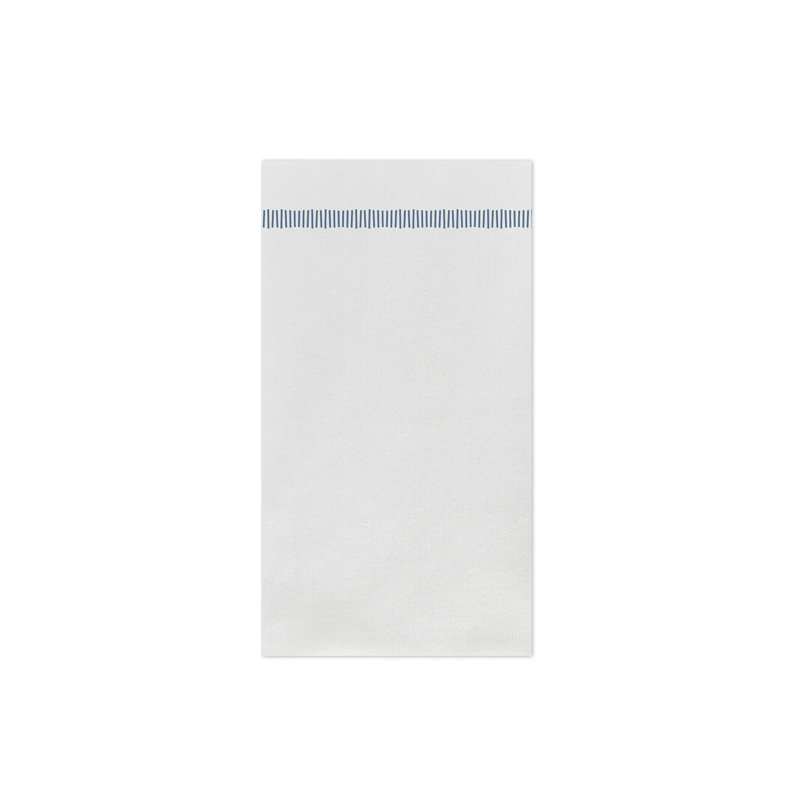 Serviettes d'invité à franges papiersoft, Blanc / bleu
