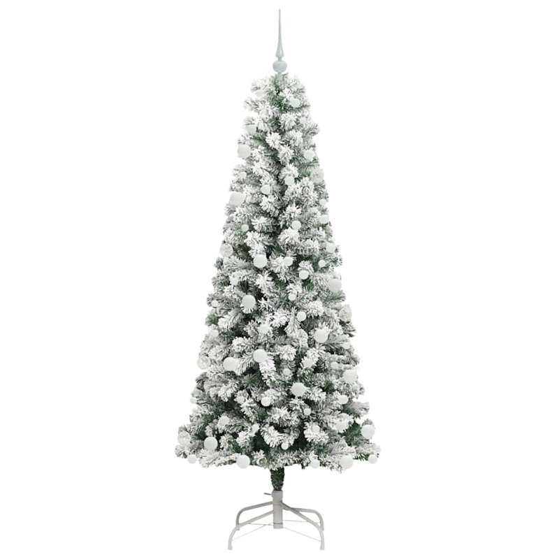 Artificial Hinged Christmas Tree Green and white, 5.91 ft