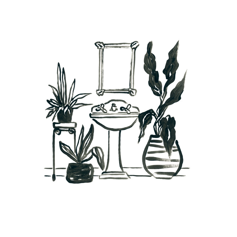Parisian Bath Sketches III - Wrapped Canvas Painting, 91cm H x 91cm W x 3.8cm D