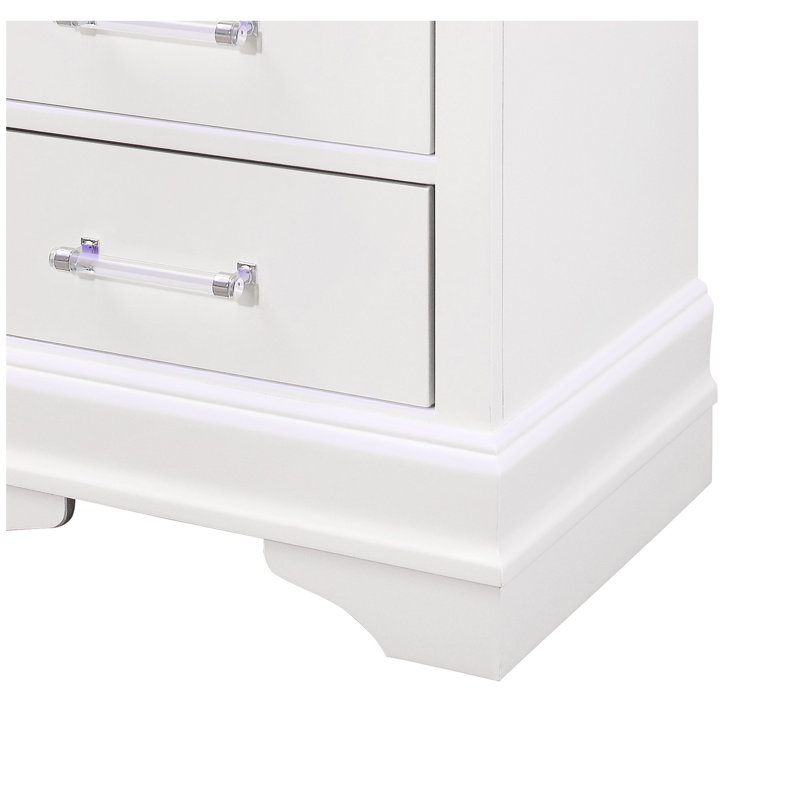 Table de chevet Charlton avec DEL, Blanc