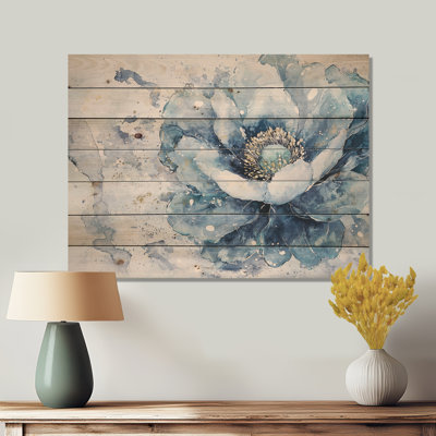Radiant Symphony Of Peony Under Water III - Modern Wooden Wall Art On Natural Pine Wood
