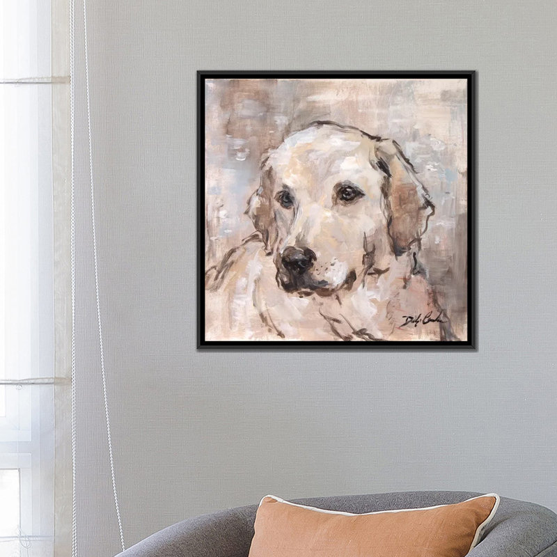 «Lovely Lab», reproduction sur toile, H 18 po x l 18 po x P 1,5 po, Toile avec cadre noir, Pas de tapis