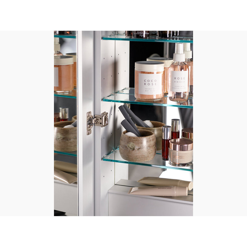 Verdera® Recessed or Surface mount Frameless Medicine Cabinet 2 Shelves Lighting Electrical Outlet