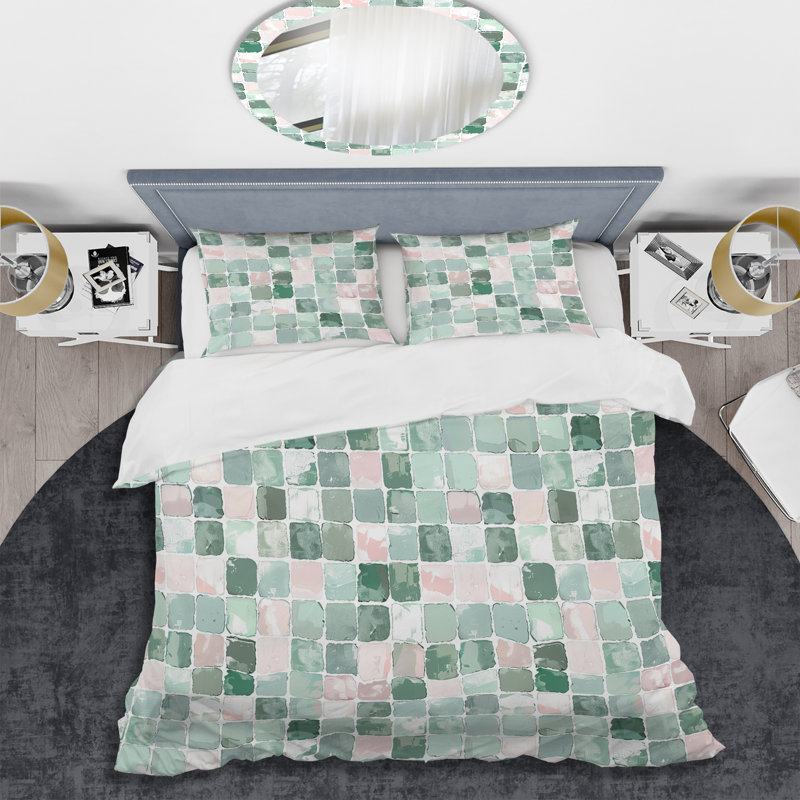 Ensemble de housse de couette Green Tiles - Tiles, Housse de couette très grand et 2 très grandes t