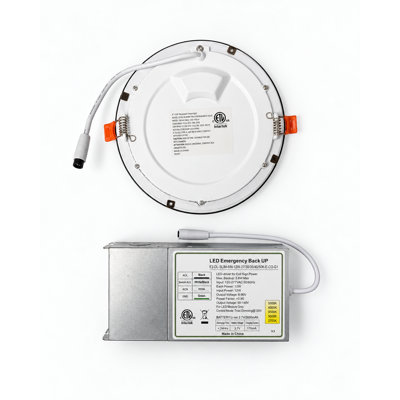 Luminaire encastré ultra mince à DEL 6 po E2 Lighting, finition dorée, 12 W, batterie de secours de 4 W, 5 ampoules CCT, intensité variable Triac