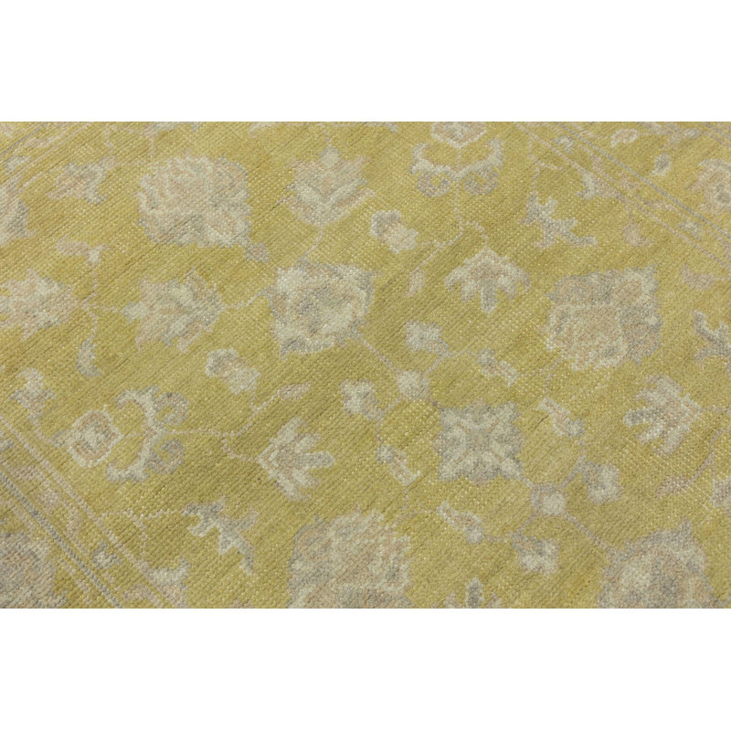Muted Golden Yellow Floral 4x6 Transitional Oriental Area Rug