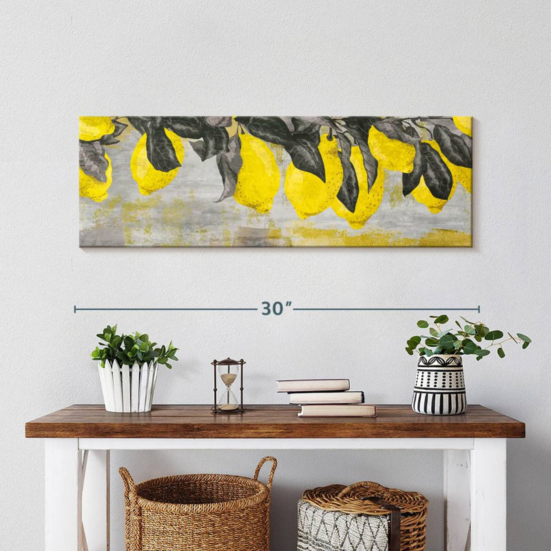 Citrons mûres sur toile, H 10 po x l 30 po x P 1,25 po