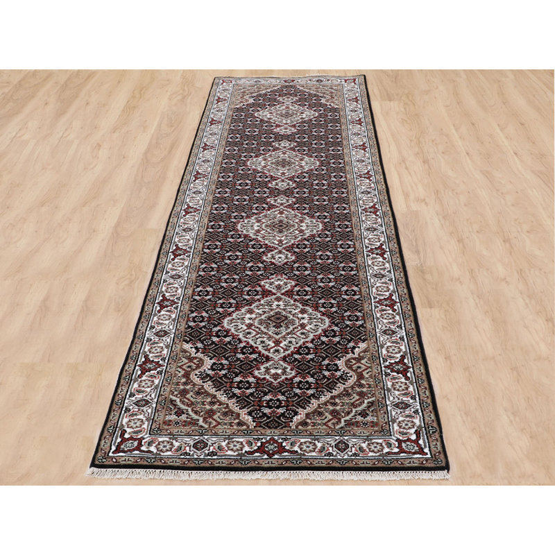 Tapis de Tapis décoratif couloir noir de conception unique 2 pi 8 po x 10 pi 1 po Arielyz noué à la main