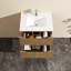 Base de meuble-lavabo mural flottant avec base en MDF noyer et tiroirs à fermeture en douceur | Idée de cadeau