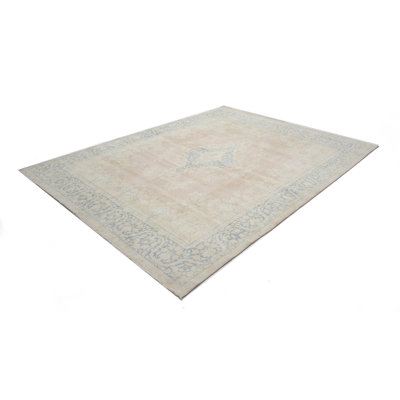 Farmhouse Oriental Decor Floral 10X13 Distressed Vintage Hand-Knotted Rug Carpet -  Isabelline, 094737C16E614EA6A6977B50EA04C4BE