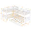Lit superposé simple en L blanc avec lit gigogne. Structure solide en bois massif. Polyvalent pour les espaces de travail supplémentaires. 6 ans et plus. Aucun sommier tapissier requis. Capacité de charge de 300 lb en lit gigogne blanc, quelle que soit la chambre à coucher, fabrication