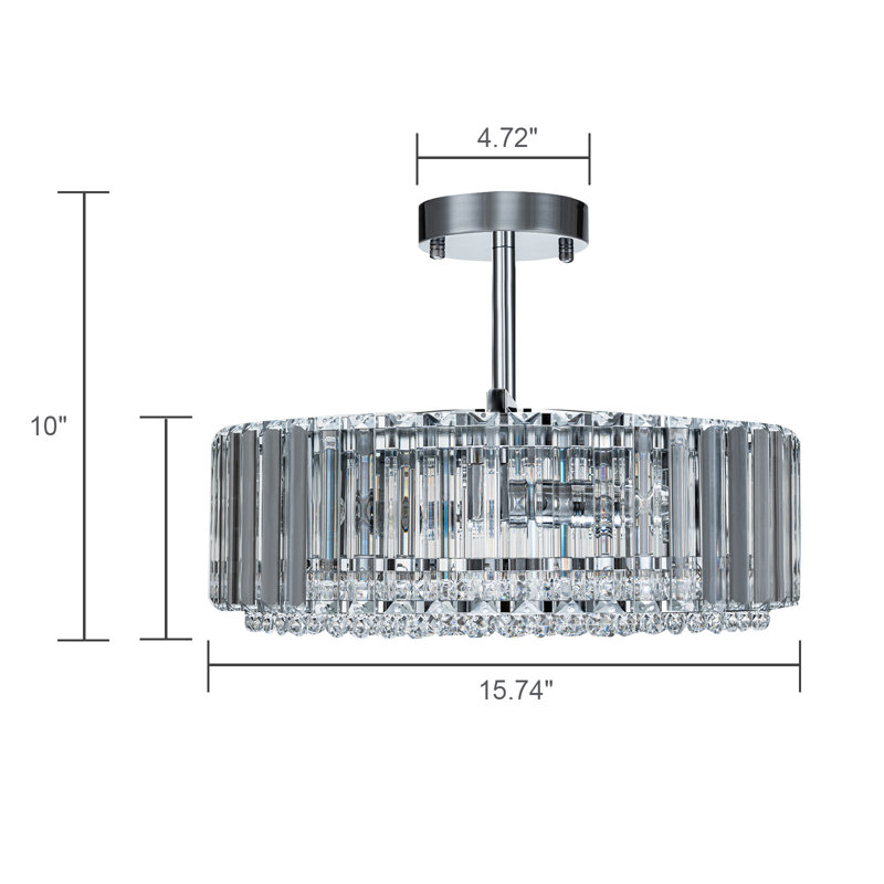 Irenej Semi Flush Mount Crystal Drum Lighting