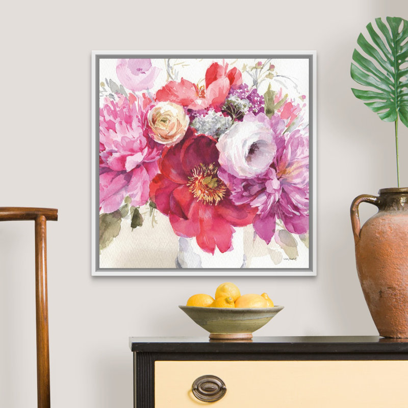 Visiblement rose 01 carré par Lisa Audit - reproduction d'art, Toile blanche encadrée, H 26 po x l 26 po x P 1,75 po