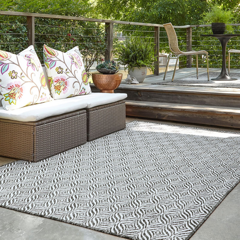 Outdoor Preen Area Rug Gray Color, Rectangle 9' x 12'