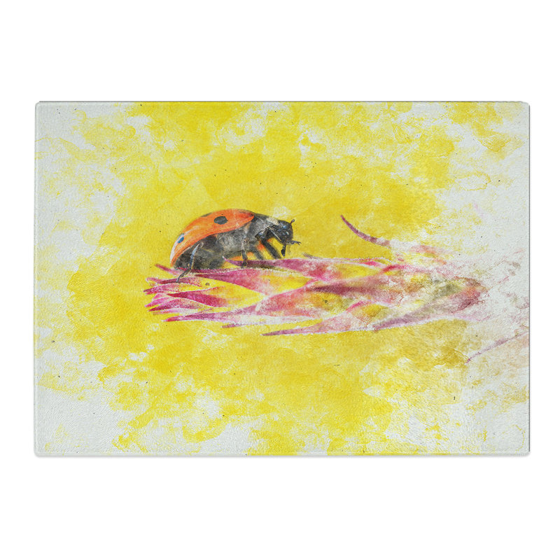 Tempered Glass Ladybird Chopping Board, 20 cm x 28.5 cm
