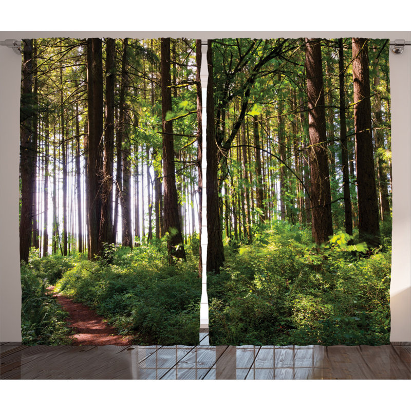 Dicksonville Forest Semi-Sheer Rod Pocket Curtain Panels, 54" x 108"
