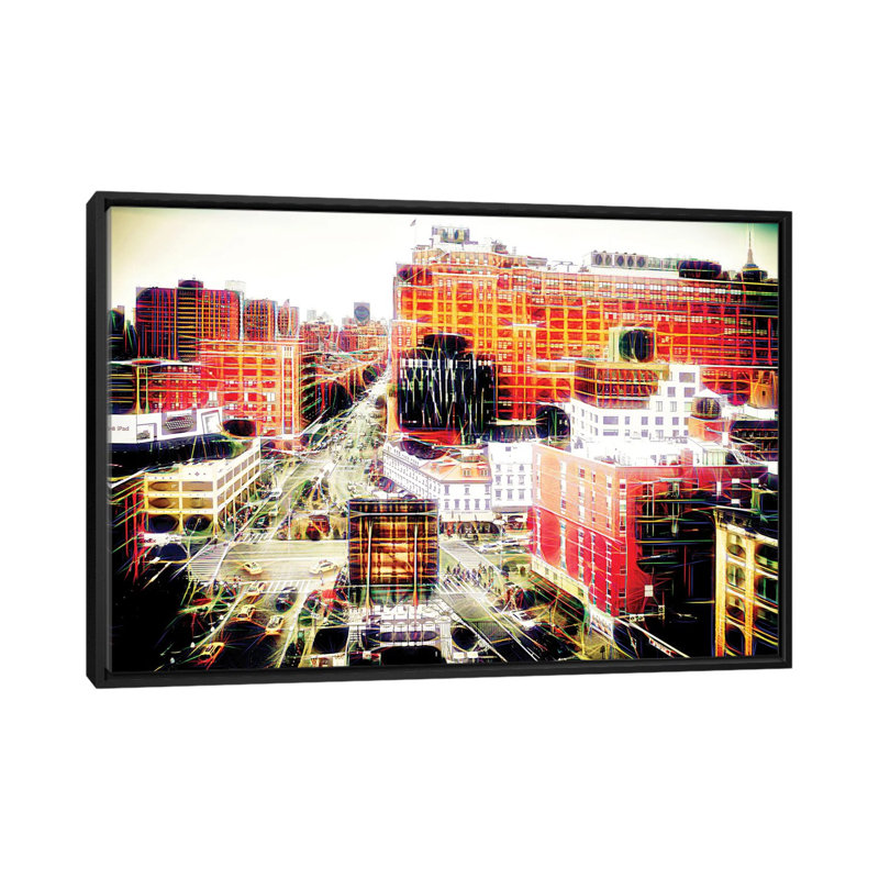 « west village » sur toile, H 18 po x l 26 po x P 1,5 po, Toile avec cadre noir, Pas de tapis