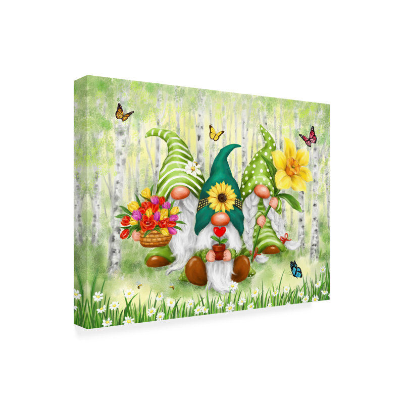 Art sur toile, ginomes de printemps, H 24 po x l 32 po