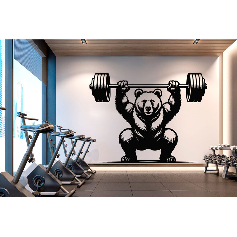 Adhésif décoratif ours, salle de bain, art mural, adhésif pour salle de gym, ours, H 17 po x l 22 po, Noir