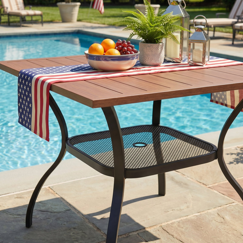 Olon Metal 4 - Person Dining Table, Brown