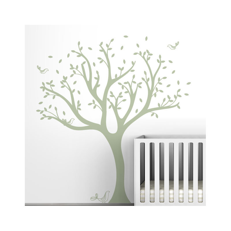 Décalcomanie murale arbre tweet, Vert clair