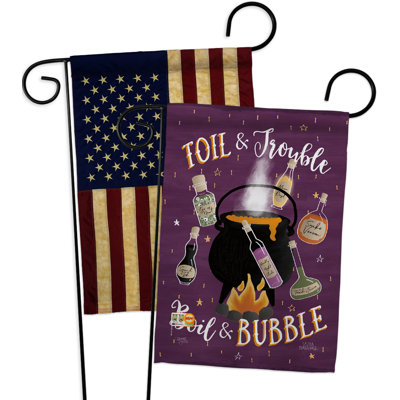 Toil et problèmes de polyester à 2 côtés 19 x 13 po drapeau de jardin