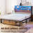 Bookcase Storage Bed, Bed Frame with Headboard and Sliding Barn Door Storage Cubbies-730193233